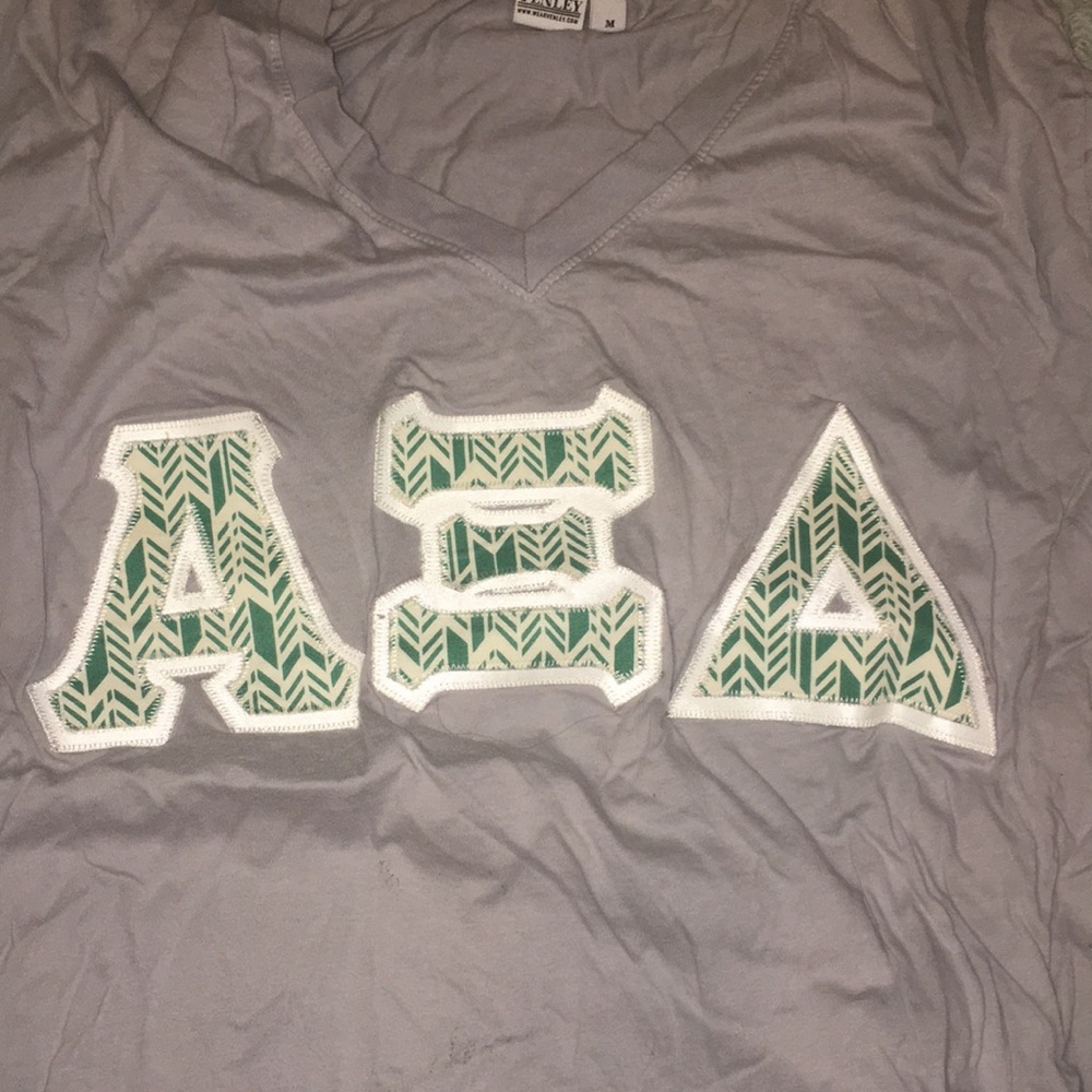 Alpha Xi Delta V Neck Green Letters